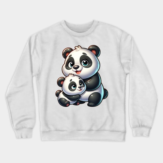 Panda with baby. Crewneck Sweatshirt by lakokakr